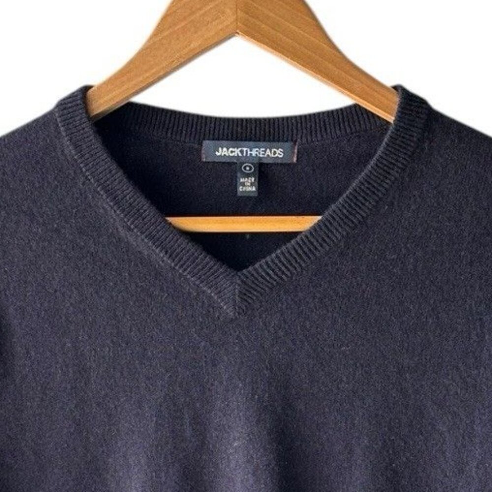 Jack Threads Men's Size S Dark Blue V-Neck 100% Cashmere Sweater